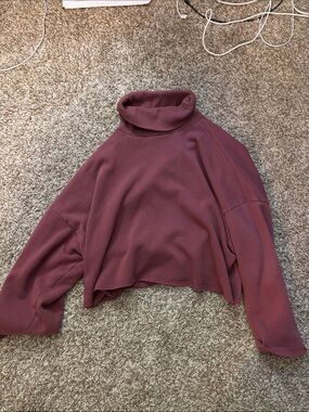 American Eagle Outfitters Cropped Turtleneck Sweater - Mauve